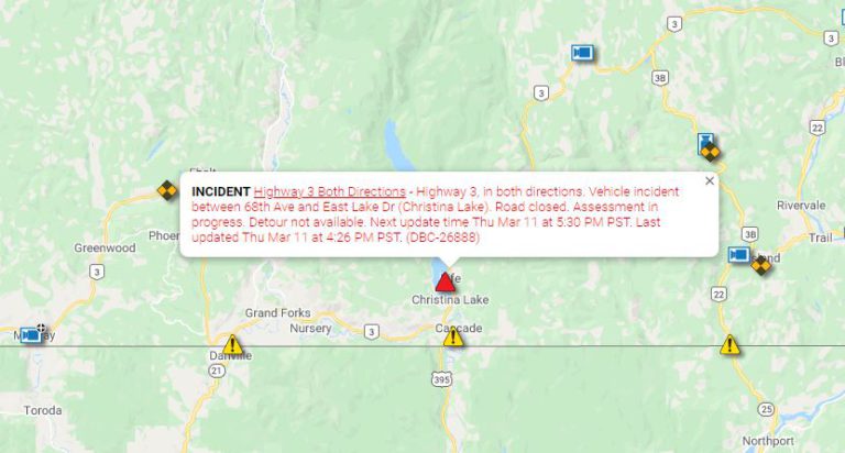 UPDATE: ROAD CLEARED Highway 3 closure March 11 due to vehicle incident