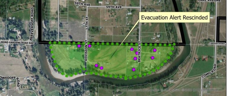 Evacuation alert on Johnson Flats lifted