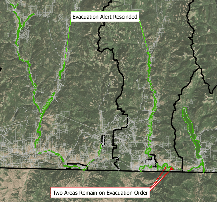 Boundary evacuation alerts rescinded