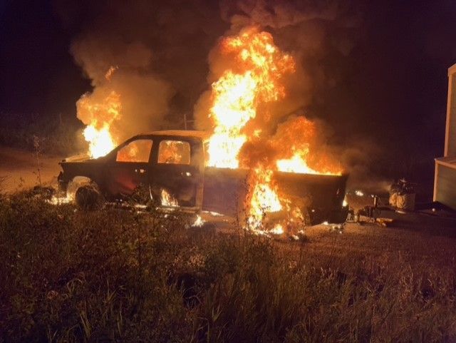 Rock Creek-area truck and grass fire put out