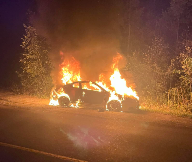 Car fire near Grand Forks under investigation